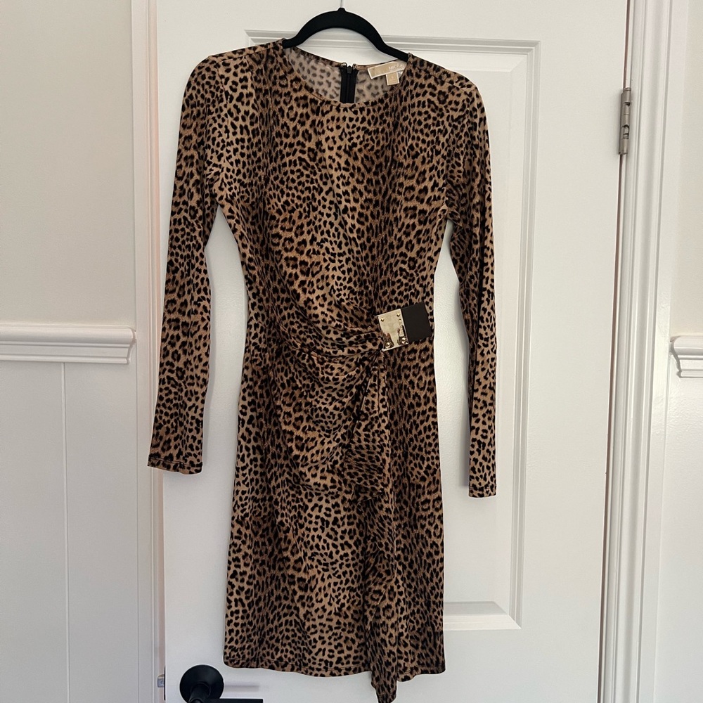 Michael Kors Animal Print Fitted Dress Size S
